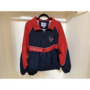 Vintage Logo Athletic Houston Texans NFL Windbreaker Jacket Red Navy Size L